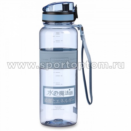 Бутылка для воды с нескользящей вставкой, мерной шкалой UZSPACE   тритан  5031 1,0 л Голубой