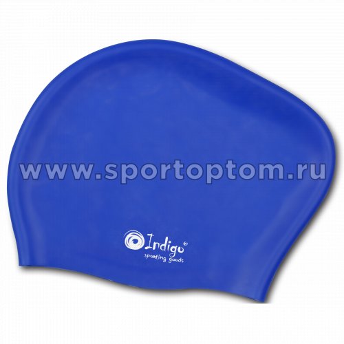 Шапочка для плавания силиконовая  длинные волосы INDIGO 803 SC 56-61 Синий