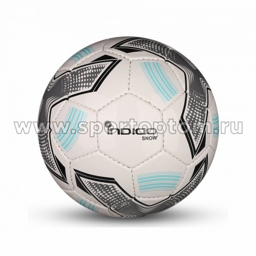 Мяч футбольный №2 INDIGO SNOW тренировочный (PU SEMI) Сувенирный IN029 Бело-серо-голубой