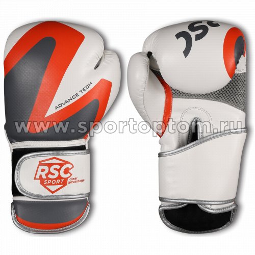 Перчатки боксёрские RSC PU 2t c 3D фактурой   2018-3 Бело-серый
