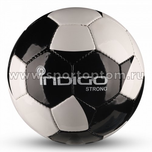 Мяч футбольный №4 INDIGO STRONG тренировочный (PU SEMI) Юниор IN033 Бело-черный