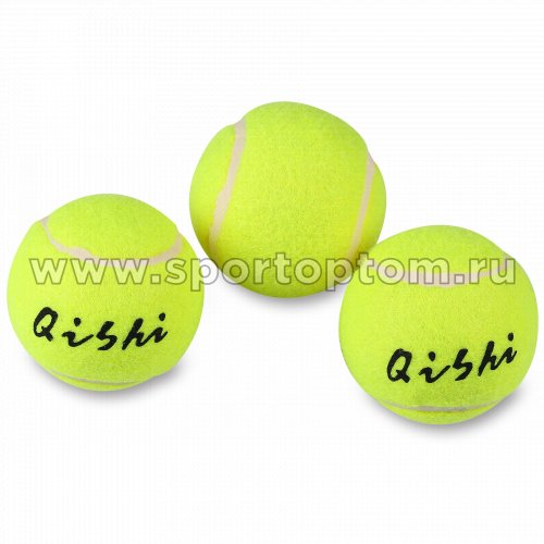 Мяч для большого тенниса QISHI (3 шт в пакете) начальный уровень 716Т Желтый