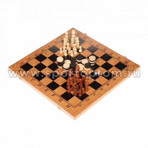 Игра 3 в 1 деревянная (нарды, шахматы, шашки)  S4838 49*49 см