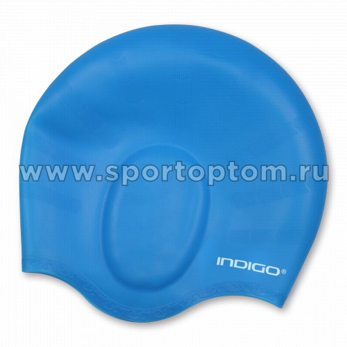 Шапочка для плавания силиконовая INDIGO анатомическая форма 408 SC 52-62 Голубой