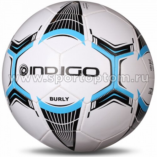 Мяч футбольный №5 INDIGO BURLY любительский (PVC 1.2 мм) 1134 Бело-голубо-серый