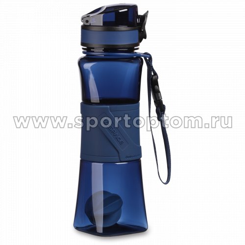 Бутылка для воды с нескользящей вставкой, сеточка, шарик UZSPACE   тритан  6010 500 мл Темно-синий