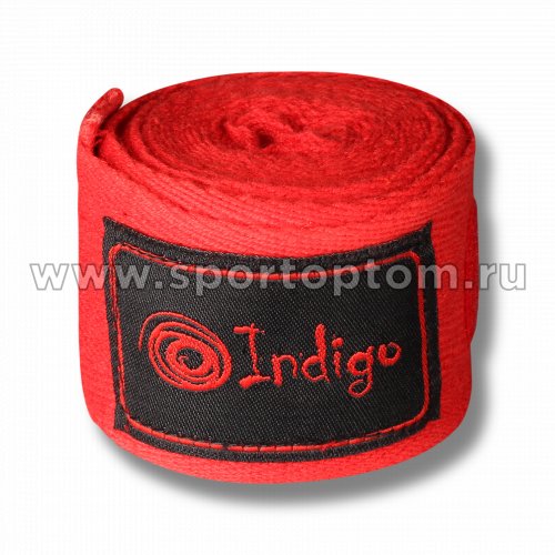 Бинт боксёрский INDIGO  х/б, нейлон  1115 3 м Красный