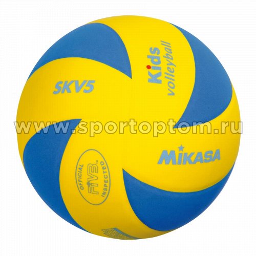 Мяч волейбольный MIKASA тренировочный клееный KV 5 Желто-Синий