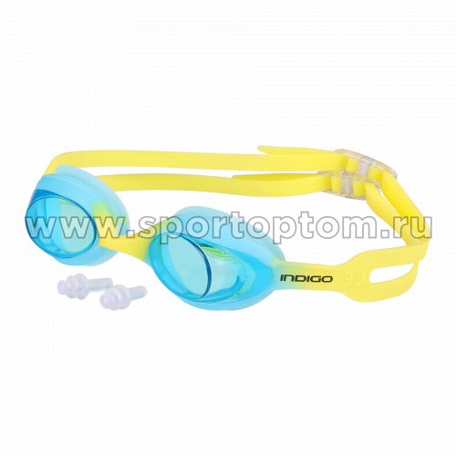 Очки для плавания детские INDIGO COBRA IN339 Голубо-Жёлтый