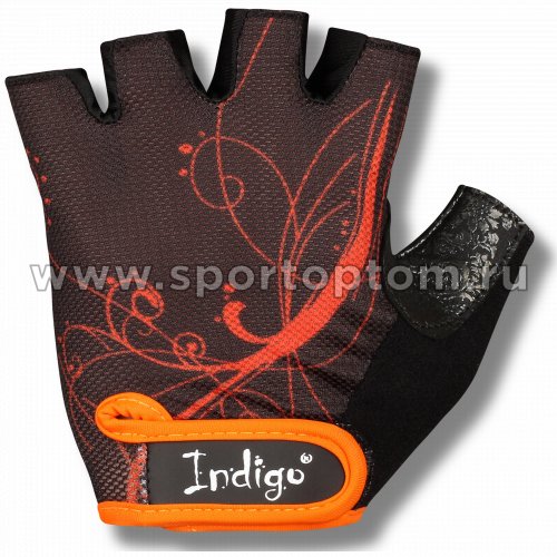 Перчатки для фитнеса женские INDIGO сетка,эластан,и/замша SB-16-1743 Черно-оранжевый