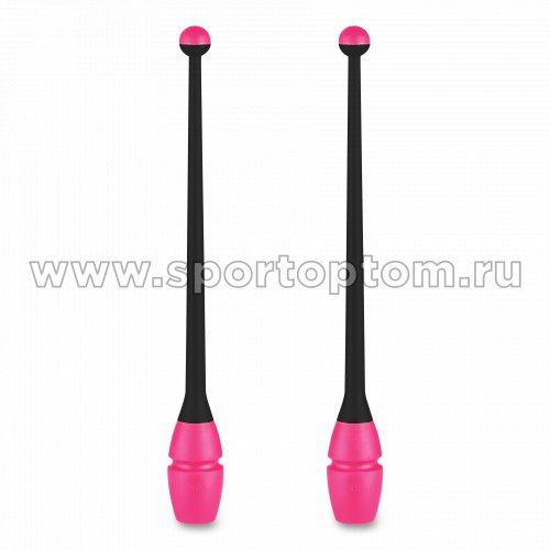 Булавы для художественной гимнастики вставляющиеся комбинированные INDIGO (пластик,ТЭП) IN019 45 см Черно-розовый