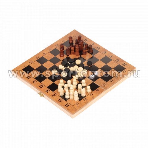 Игра 3 в 1 деревянная (нарды, шахматы, шашки)  S2414 23,5*23,5