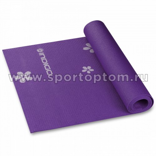 Коврик для йоги и фитнеса INDIGO PVC с рисунком Цветы  YG03P 173*61*0,3 см Фиолетовый