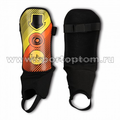 Щитки футбольные INDIGO с защитой щиколотки, ламинированным покрытием  1250 Оранжево-желтый
