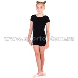 Комбинезон гимнастический короткий рукав  INDIGO SM-188 Черный (1)