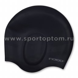 Шапочка для плавания силиконовая INDIGO анатомическая форма 402 SC 52-62 Черный