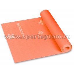 Коврик для йоги и фитнеса INDIGO PVC с рисунком Цветы  YG03P 173*61*0,3 см Оранжевый