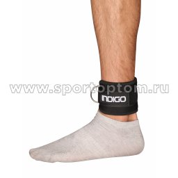 Манжета на ногу с карабином INDIGO (кожа, неопрен) IN263 Черный