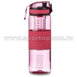 Бутылка для воды с нескользящей вставкой, колбой,сеточкой  UZSPACE тритан 5061 Розовый