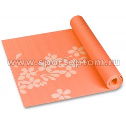 Коврик для йоги и фитнеса INDIGO PVC с рисунком Цветы YG03P Оранжевый (2)