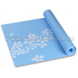 Коврик для йоги и фитнеса INDIGO PVC с рисунком Цветы YG03P голубой (2)