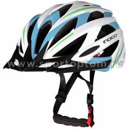 Шлем велосипедный взрослый INDIGO 21 вентиляционных отверстий IN069 55-61см Бело-Голубой