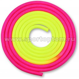 Скакалка для художественной гимнастики утяжеленная двухцветная INDIGO IN041 3 м Желто-Розовый