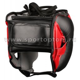 Шлем боксерский тренировочный INDIGO PU 250046 Черно-красный (2)