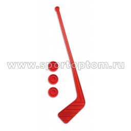 Клюшка хоккейная в наборе 3 шайбы  SM-039 62х15 см Красный