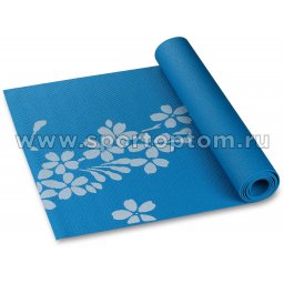 Коврик для йоги и фитнеса INDIGO PVC с рисунком Цветы YG03P Синий (2)