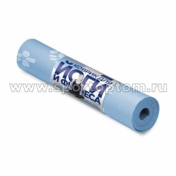 Коврик для йоги и фитнеса INDIGO PVC с рисунком Цветы YG03P голубой (3)