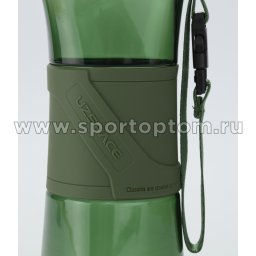 Бутылка для воды с нескользящей вставкой, сеточка, шарик UZSPACE 500мл тритан 6010 Темно-зеленый (3)