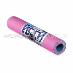 Коврик для йоги и фитнеса  PVC IN258 двусторонний Голубо-розовый (2)
