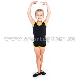 Майка гимнастическая INDIGO с окантовкой SM-341Черный-желтый (1)