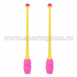 Булавы для художественной гимнастики вставляющиеся INDIGO IN019 45 см Желто-розовый