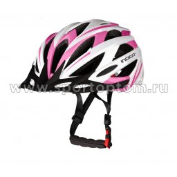 Шлем велосипедный взрослый INDIGO 21 вентиляционных отверстий IN069 55-61см Бело-розовый