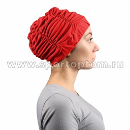 Шапочка для плавания ткань LUCRA SM-092 женская с драпировкой красная