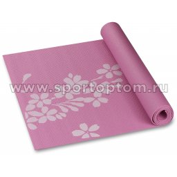 Коврик для йоги и фитнеса INDIGO PVC с рисунком Цветы YG03P Сиреневый (2)