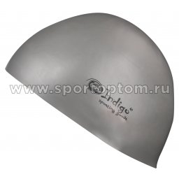 Шапочка для плавания силиконовая INDIGO Стартовая 3D форма IN085 Серый металлик