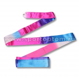 Лента гимнастическая без палочки INDIGO  IN395 6,0 м Бело-сине-розовый