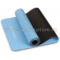 Коврик для йоги и фитнеса INDIGO TPE двусторонний  IN106 173*61*0,5 см Голубо-черный
