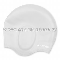 Шапочка для плавания силиконовая INDIGO анатомическая форма 409 SC 52-62 Белый