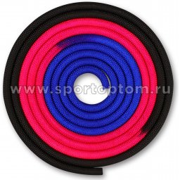 Скакалка для художественной гимнастики утяжеленная трехцветная INDIGO  IN163 Сине-розово-черный (2)