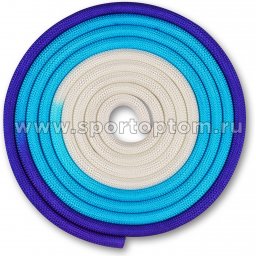 Скакалка для художественной гимнастики утяжеленная трехцветная INDIGO IN167 3 м Бело-сине-фиолетовый