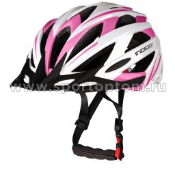 Шлем велосипедный взрослый INDIGO 21 вентиляционных отверстий IN069 55-61см Бело-розовый
