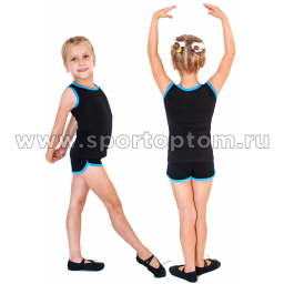 Шорты гимнастические  детские  INDIGO c окантовкой SM-218 28 Черно-бирюзовый