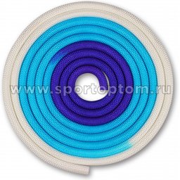 Скакалка для художественной гимнастики утяжеленная двухцветная INDIGO IN167 Бело-сине-фиолетовый (2)
