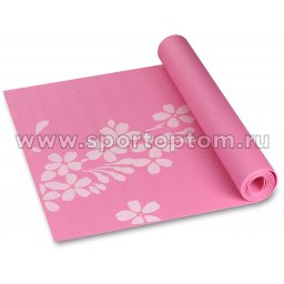 Коврик для йоги и фитнеса INDIGO PVC с рисунком Цветы YG03P Розовый (2)