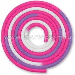 Скакалка для художественной гимнастики утяжеленная трехцветная INDIGO IN369 3 м Бело-сиренево-цикламеновый